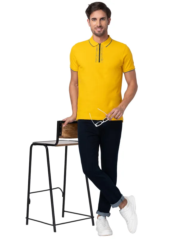 Mens mustard polo neck best sale